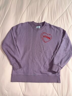 SAM & DAVY candy heart HTOWN Purple Crewneck Sweatshirt M